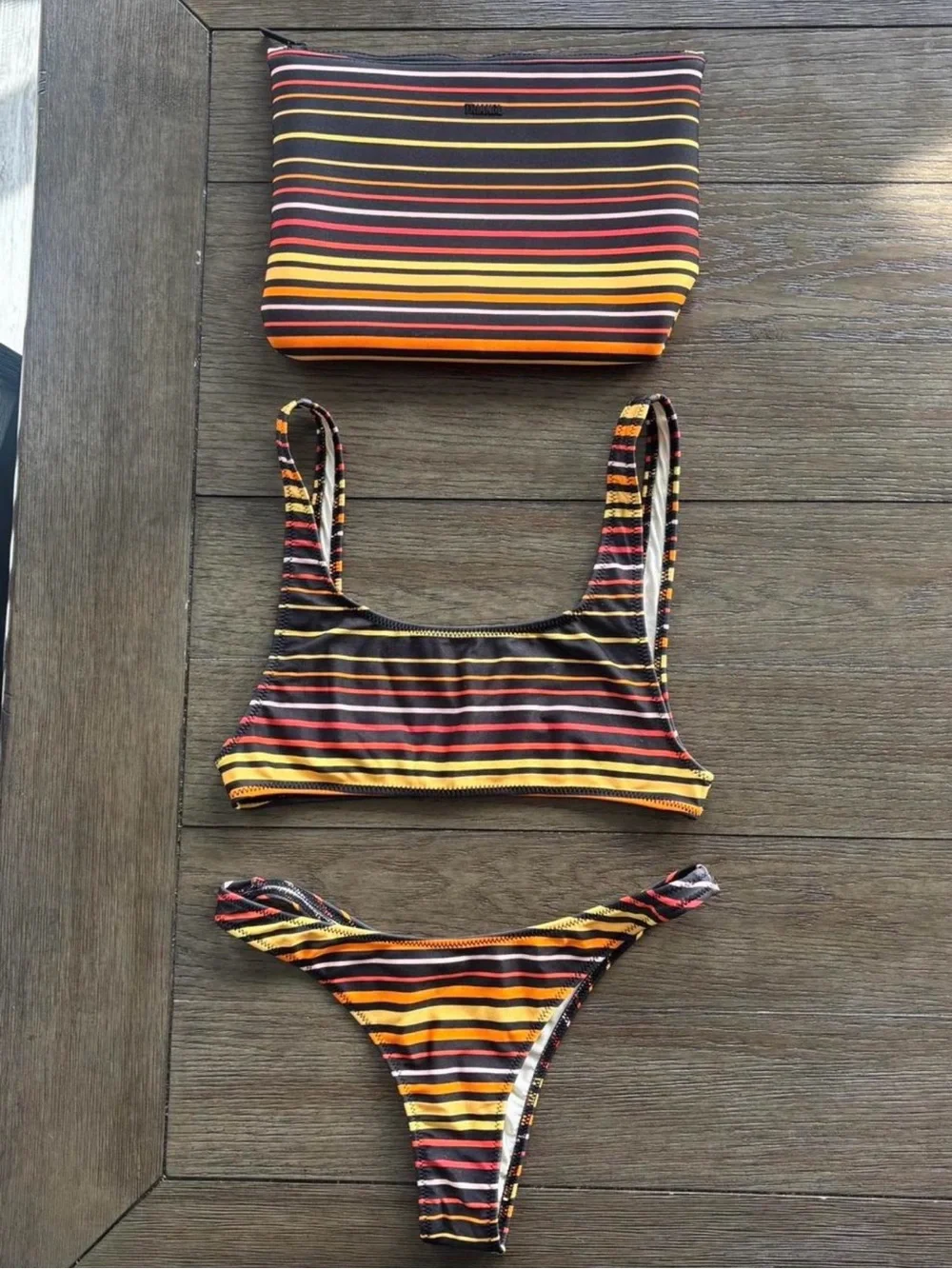 triangl swimwear Striped Bikini in Black, Yellow & Red